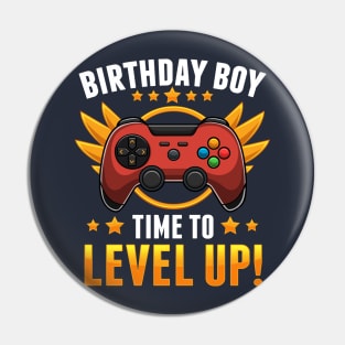 Birthday Boy Time To Level Up Funny Gamer Gift Pin