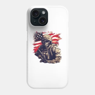 Skull American Soldier in Uniform Phone Case