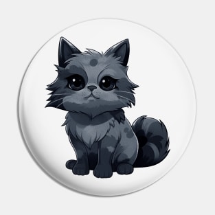 Lovely cartoon fluffy cat looking at camera Pin