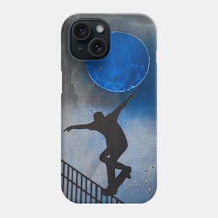 skateboarder going down railing Phone Case