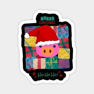 cute pig in santa hat Magnet