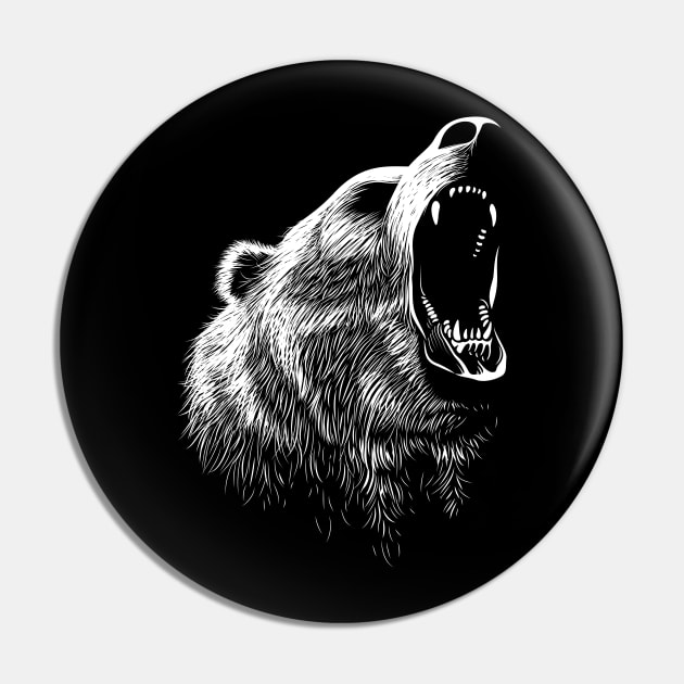 Roaring Bear (black) Pin by zoneo