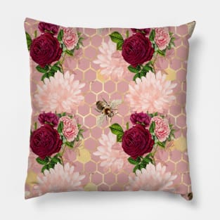 Honey Bee Neck Gator Pink Honeycomb and Roses Bee Pattern Pillow