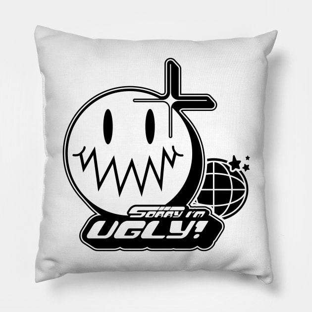 Sorry I'm ugly Y2k Pillow by Saving Worlds and Stuff