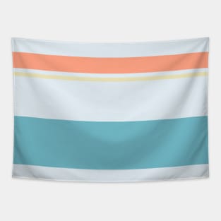 A matchless federation of Bright Gray, Dark Sky Blue, Peachy Pink and Light Tan stripes. Tapestry