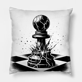 Pawn in burnout, exploding on chessboard Pillow