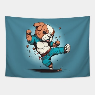 dog knows karate art Tapestry