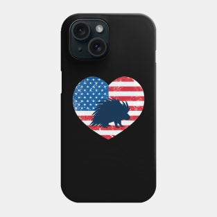 American Flag Heart Love Porcupine Usa Patriotic 4Th Of July Phone Case