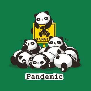 Pandemic Pun - Cute Panda Gang - Biohazard Danger Sign T-Shirt