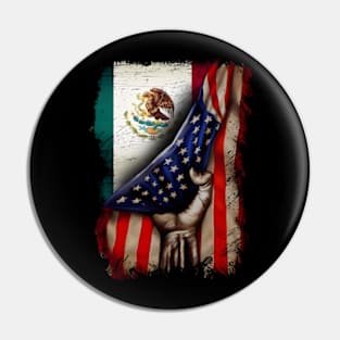 American Flag With Mexican Flag, Mexican Roots, American Flag, 4th Of July Pin