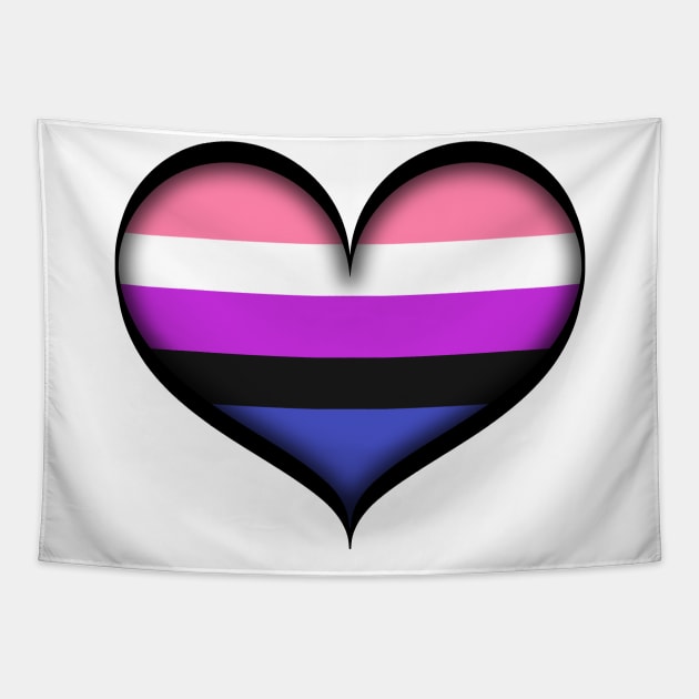 Large Vector Heart in Gender Fluid Pride Flag Colors Tapestry by LiveLoudGraphics