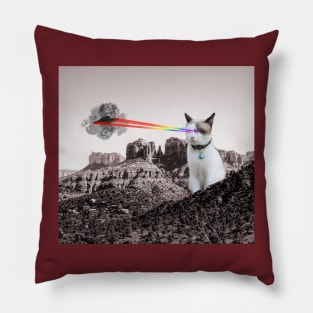 Space Cat vs Flying Saucer Pillow