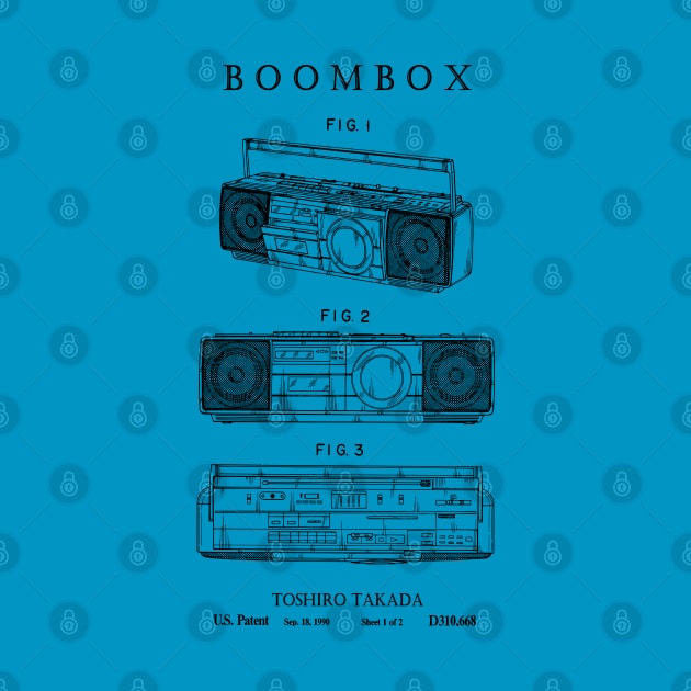 Boombox Portable Music Player Hip Hop Patent Print by MadebyDesign