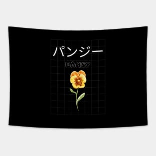 Pansy Flower Abstract Vintage Retro Since Leaves Tapestry