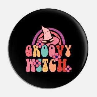 Groovy witch - retro vintage groovy design Pin