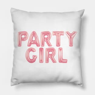 Party Girl Rose Gold Foil Balloons Fun Chic College Dorm Vibes Pillow
