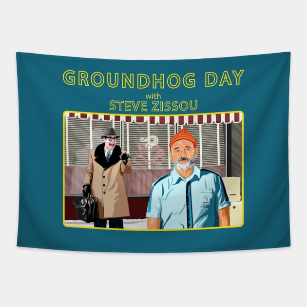 Groundhog Day with Steve Zissou Tapestry by PlaidDesign