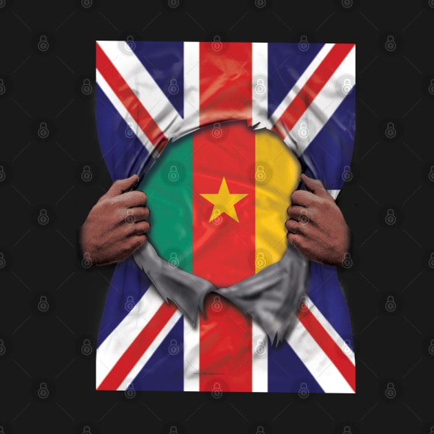 Cameroon Flag Great Britain Flag Ripped - Gift for Cameroonian From Cameroon by Country Flags