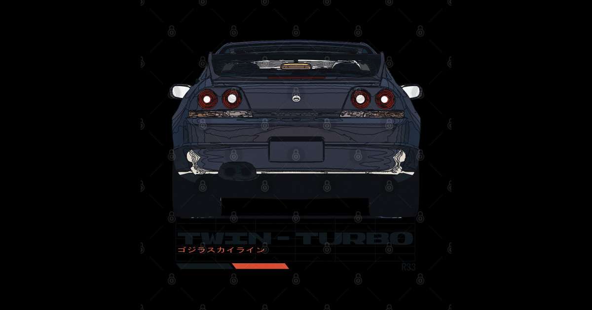 Twin-Turbo (Black R33) - Skyline R33 - Sticker | TeePublic