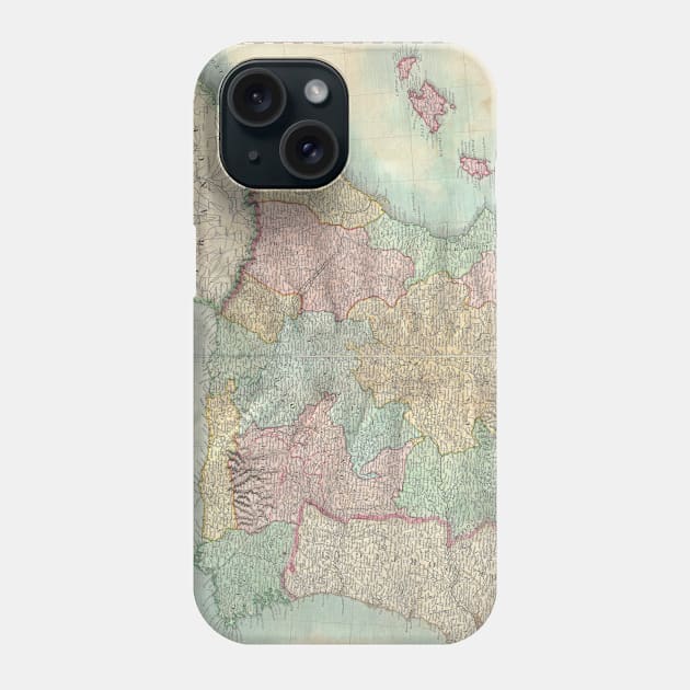Vintage Map of Spain and Portugal (1801) Phone Case by Bravuramedia