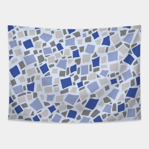 Broken Tiles Mosaic Pattern Dark Blue Color Background GC-120-8 Tapestry by GraphicCharms