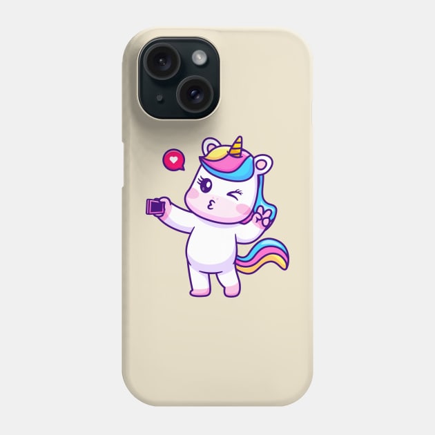 Cute Unicorn Selfie With Phone Cartoon Phone Case by Catalyst Labs