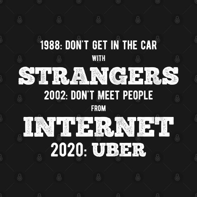 Don't get in car with strangers funny uber quote by NaturalistQuotes