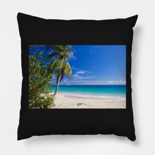 Caribbean Beach With Palm Pillow