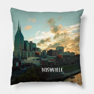 Cool sunset photography of Nashville Tennessee skyline sunset sky USA city break Pillow