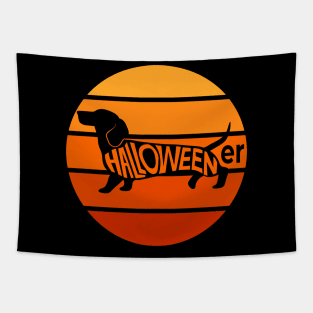 Dachshund Halloween Vintage Retro Sillhouette Tapestry