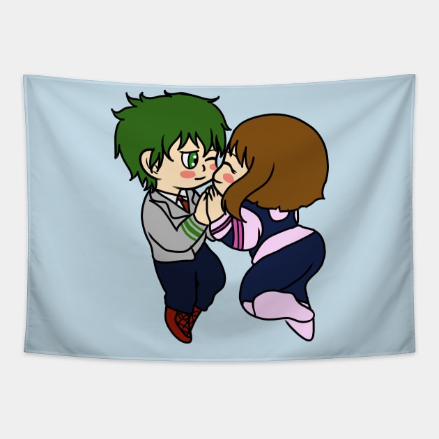 boku no hero deku and uraraka Tapestry by LillyTheChibi