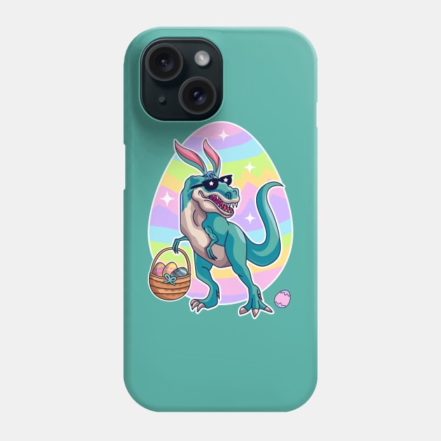 T Rex Easter Bunny With Eggs Basket Funny Dinosaur Boys Kids Phone Case by OrangeMonkeyArt