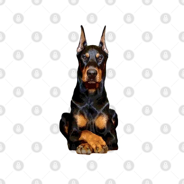 Doberman Guards Me - Dobermann Pinscher Dog by ElegantCat