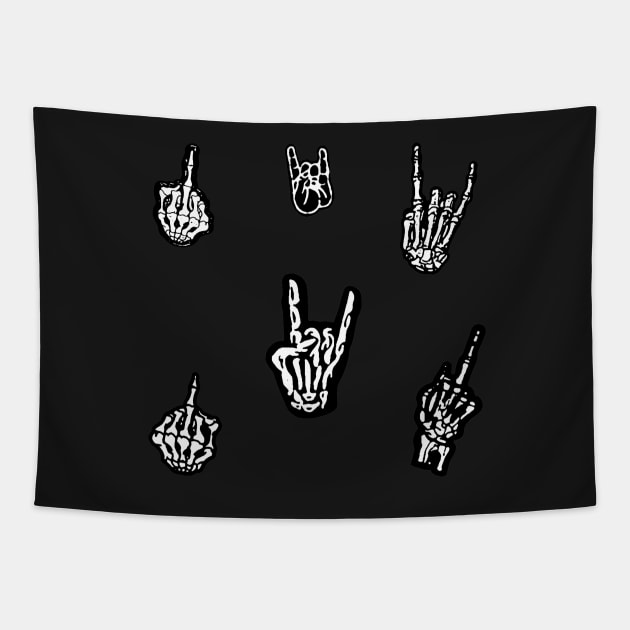 Skeleton Hands Tapestry by  The best hard hat stickers 