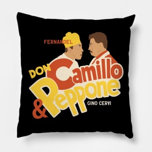 Don Camillo and Peppone Illustration - Fernandel Pillow