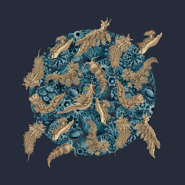 Ernst Haeckel Sepia Nudibranch  on Cerulean Sea Squirts by Scientistudio