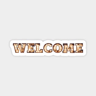 Welcome Word with Gold Metallic Light Bulbs Magnet