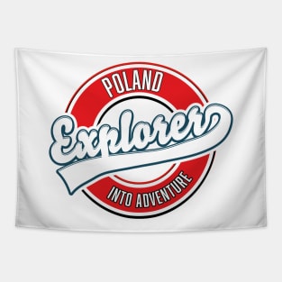 Poland explorer into adventure logo. Tapestry