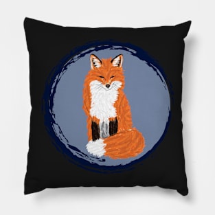 Artwork of a Sitting Red Fox II Pillow