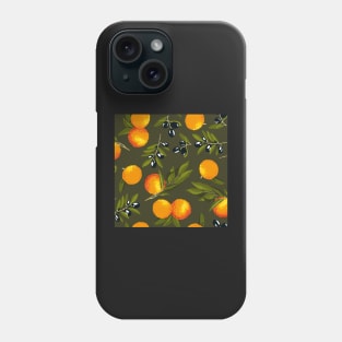 Olives and oranges on green Phone Case