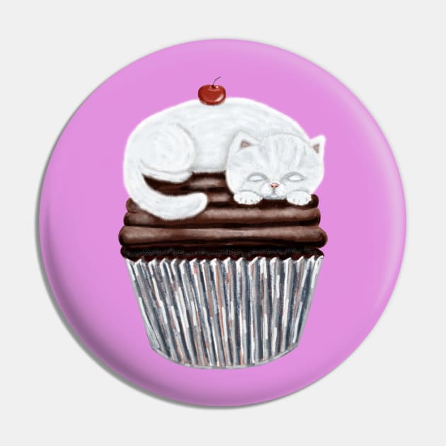 Kitty Cupcake Illustration Pin by Robyn Warne Designs