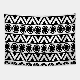 Black and white floral geometric pattern Tapestry