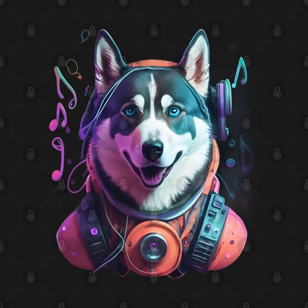 Music lover Siberian husky by Spaceboyishere