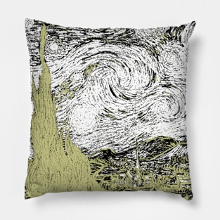 Starry Night Van Gogh Grunge Texture Pillow