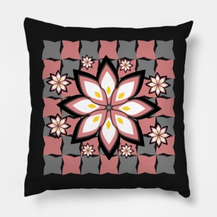 Floral party in grey and pink Pillow