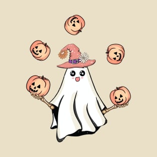 Pumpkin Halloween Funny Cute Ghost Fall T-Shirt