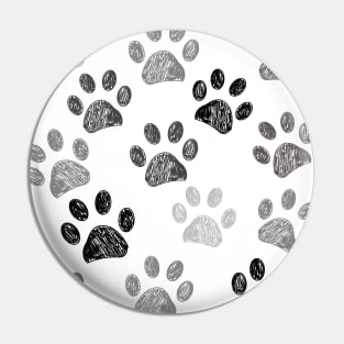 Doodle paw print black white Pin