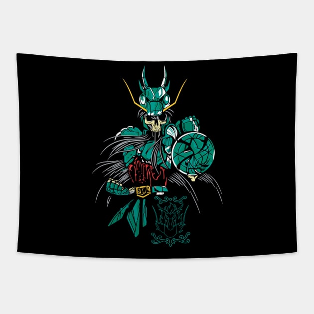 Skeleton Dragon Shiryu Anime Fanart Tapestry by Planet of Tees