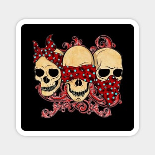 Three Skulls See No Evil Magnet