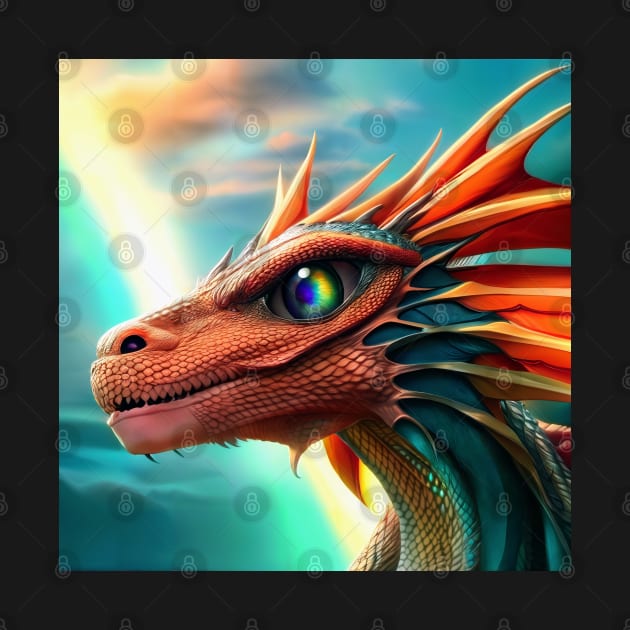 Red Dragon with Rainbow Eyes by dragynrain